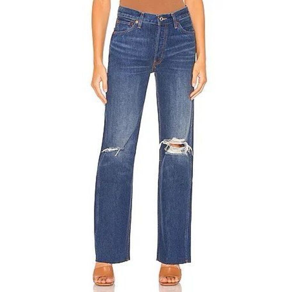 NWT RE/DONE 90s High Rise Loose in Destroyed‎ Broken Blue Size 27 - Picture 2 of 10